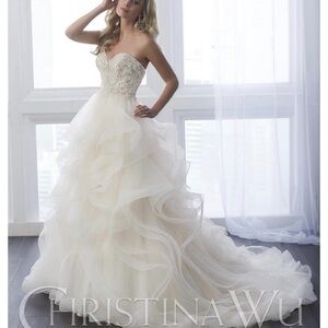 Christina Wu Ivory Ruffled Bridal Gown